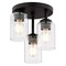 Vaxcel Park Ridge 3-Light Black Transitional Semi Flush Mount Fixture Clear Glass Shade C0326 - alternate 1