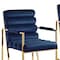 Homeroots Set of Two Tufted Navy Blue And Gold Upholstered Velvet Dining Arm Chairs 545057 - alternate 8
