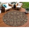 Homeroots 8' Chocolate Tan And Green Round Floral Washable Indoor Outdoor Area Rug 603409 - alternate 1