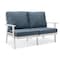 Leisuremod Walbrooke 3-Piece Outdoor Patio Set, White Aluminum Frame & Removable Cushions, Navy Blue WW-57-31NBU - alternate 10