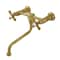 Kingston Brass Double-Handle Wall Mount Bathroom Faucet, Brushed Brass KS1217AX - alternate 1