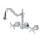 Kingston Brass Two-Handle Wall Mount Tub Faucet, Polished Chrome KS1021BEX - alternate 1