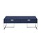 Homeroots 46" Navy Blue And Silver Metallic Stainless Steel Coffee Table With Two Drawers 543873 - alternate 8
