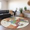 Homeroots 8' Ivory Pink And Green Round Abstract Washable Indoor Outdoor Area Rug 599582 - alternate 7