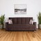 Homeroots 87" Brown Microfiber Convertible Futon Sleeper Sofa And Toss Pillows With Storage 607100 - alternate 1