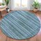 Homeroots 8' Artichoke Green And Blue Round Striped Washable Indoor Outdoor Area Rug 631469 - alternate 5