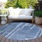 Homeroots 8' Navy Blue And Gray Round Striped Washable Indoor Outdoor Area Rug 602793 - alternate 9