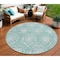 Homeroots 8' Turquoise Teal Blue And Ivory Round Medallion Washable Indoor Outdoor Area Rug 587772 - alternate 1