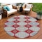 Homeroots 8' Red And Navy Blue Round Floral Washable Indoor Outdoor Area Rug 610771 - alternate 1