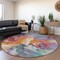 Homeroots 8' Orange Red And Teal Blue Round Abstract Washable Indoor Outdoor Area Rug 615616 - alternate 7