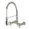 Kingston Brass Double-Handle Wall-Mount Pre-Rinse Bridge Kitchen Faucet, Brushed Nickel GS1248NX - alternate 1