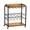 Homeroots Brown and Black Metal And Solid Wood Rolling Bar Cart With Wine Storage 402564 - alternate 1