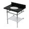 Kingston Brass 30-Inch Black Granite Console Sink with Brass Legs and Shelf, 8-Inch, 3-Hole KVPK3030KBB1 - alternate 1