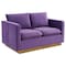 Leisuremod Nervo Upholstered Velvet Loveseat with Gold Frame, Purple NS55PU - alternate 1