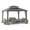 Sunjoy 10 ft. x 12 ft. Black and Grey Steel Gazebo with 2-tier Hip Roof Hardtop A102009121 - alternate 6