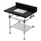 Kingston Brass 30-Inch Black Granite Console Sink with Acrylic Legs and Shelf, 8-Inch, 3-Hole KVPK3030KASQB6 - alternate 1
