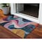 Homeroots 3' X 5' Green Pink And Teal Blue Abstract Washable Indoor Outdoor Area Rug 604456 - alternate 1