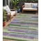 Homeroots 5' X 8' Moss Green Olive Green And Purple Striped Washable Indoor Outdoor Area Rug 613267 - alternate 1