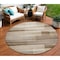 Homeroots 8' Brown And Ivory Round Striped Washable Indoor Outdoor Area Rug 630977 - alternate 1