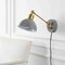 Jonathan Y Lisa 18 in. Swing Arm 1-Light Modern Midcentury Iron USB Charging Port LED Sconce, Grey/Brass Gold JYL1301C - alternate 13