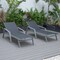 Leisuremod Marlin Patio Chaise Lounge Chair with Armrests in Grey Aluminum Frame, Black, 2PK MLAGR-77BL2 - alternate 9