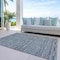 Homeroots 5' X 8' Teal Blue Aqua And Gray Striped Washable Indoor Outdoor Area Rug 587939 - alternate 8