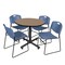 Regency Round Kobe Breakroom Table W/ 4 Zeng Stack Chairs, 42 in W, 42 in L, Noble Oak TKB42RNDNO44BE - alternate 1