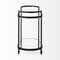 Homeroots Cyclider Black Metal With Two Mirror Glass Shelves Bar Cart 376020 - alternate 8
