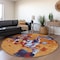 Homeroots 8' Copper Gray And Burgundy Round Abstract Washable Indoor Outdoor Area Rug 599552 - alternate 7
