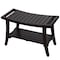 Homeroots 30" Dark Brown Teak Rectangular Shower Bench With Shelf 376670 - alternate 1