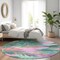 Homeroots 8' Teal Blue And Aqua Round Floral Washable Indoor Outdoor Area Rug 611134 - alternate 8