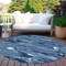 Homeroots 8' Navy Blue And Blue Round Abstract Washable Indoor Outdoor Area Rug 609258 - alternate 9