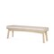Homeroots 62in Beige Cream and Brown Striped Cotton Blend and Solid Wood Upholstered Bench 606748 - alternate 1