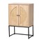 Baxton Studio Ardon Bohemian Light Brown Finished Wood and Black Metal 2-Door Storage Cabinet with Natural Rattan 196-12077-ZORO - alternate 1
