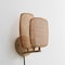 Vidalite Amud Bamboo Wicker Wall Sconce with Natural Wood Finish, Stitched Velvet Detailing, Plug-In CE1009081 - alternate 1