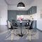 Leisuremod Bristol 5-Piece Modern Dining Set: Round MDF Table & 4 Eiffel Plastic Chairs with Chrome Legs, 5PK BTBL-35BL-CR19TBLG4 - alternate 8