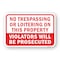 Signmission No Trespassing Or Loitering On Property Violators Heavy-Gauge Aluminum, 18" H, A-1824-24947 A-1824-24947 - alternate 1