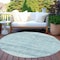 Homeroots 8' Teal Blue And Ivory Round Trellis Washable Indoor Outdoor Area Rug 616498 - alternate 8
