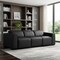 Homeroots 104" Black Top Grain Leather Reclining Metal USB Sofa 720386 - alternate 8