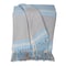 Homeroots 50" X 60" Blue Gray and Beige Woven Cotton Plaid Throw Blanket with Fringe 548943 - alternate 1