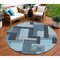 Homeroots 8' Sky Blue Denim Blue And Gray Round Geometric Washable Indoor Outdoor Area Rug 613237 - alternate 1