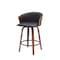 Homeroots 26" Black and Wood Brown Faux Leather with Solid Wood Swivel Counter Height Bar Chair 534418 - alternate 9