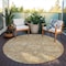 Homeroots 8' Khaki And Brown Round Damask Washable Indoor Outdoor Area Rug 603739 - alternate 9