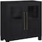 Homeroots 32" Black Wood And Glass Accent Cabinet With Two Doors 546163 - alternate 8