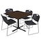 Regency Square Cain Breakroom Table W/ 4 Zeng Stack Chairs, 48 in W, 48 in L, Neo Walnut TB4848NW44BK - alternate 1