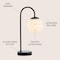 Jonathan Y Arco 18.25" Minimalist Mid-Century Arched Metal/Glass LED Table Lamp with Frosted Globe Shade, Black JYL6010A - alternate 7