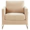 Leisuremod Lincoln Velvet Accent Armchair with Gold Frame, Beige LA31BG - alternate 7