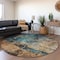 Homeroots 8' Teal Blue Black And Copper Round Abstract Washable Indoor Outdoor Area Rug 606076 - alternate 8