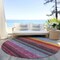 Homeroots 8' Lavender Blush And Blue Round Striped Washable Indoor Outdoor Area Rug 614811 - alternate 8