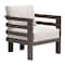 Homeroots 30" Brown Aluminum Outdoor Arm Chair with White Cushion 668767 - alternate 1